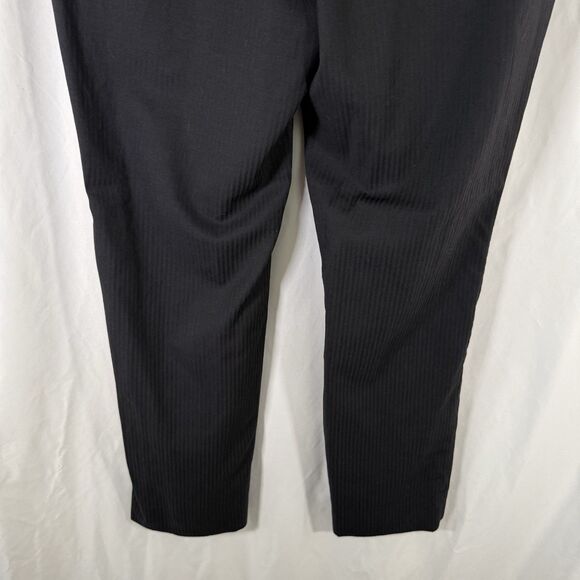 Ted Baker 100% Wool Pants Men's 35 R Black Striped Joe CT Flat Front Pockets - Picture 10 of 13